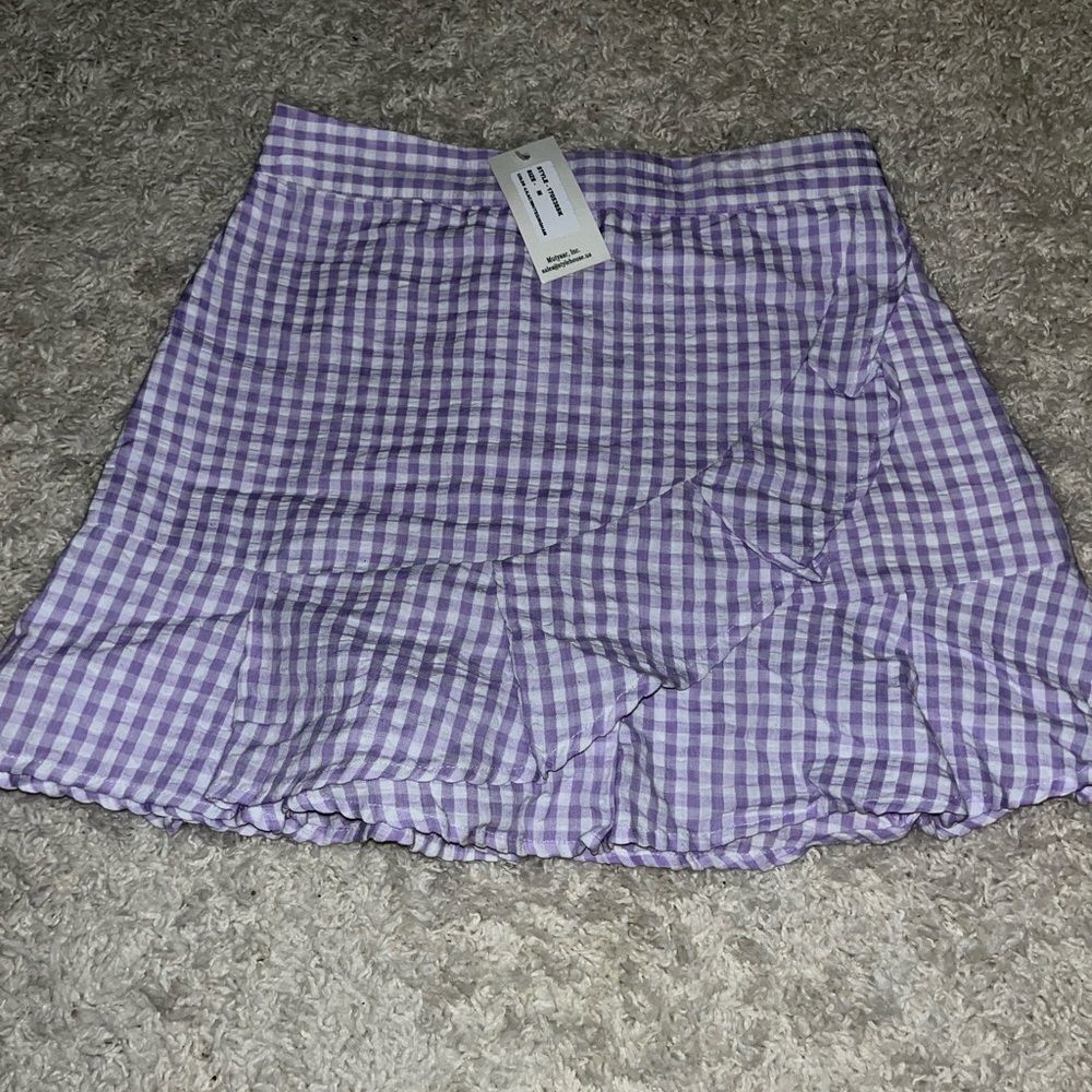 Sim & Sam lavender plaid ruffle skirt medium